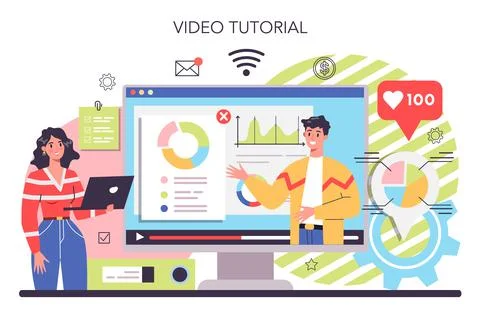 Process optimization online service or platform. Idea of business Stock Illustration