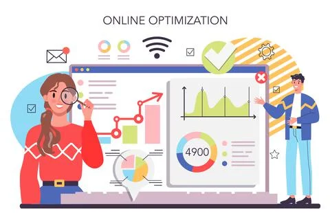 Process optimization online service or platform. Idea of business Stock Illustration