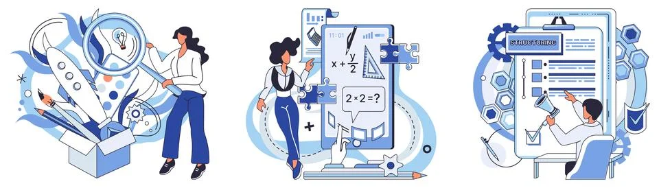 Process optimization. Planning is essential for successful optimization Illustrazione stock