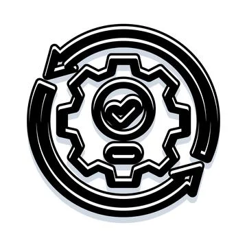 Process optimization with quality checkmark icon 스톡 일러스트