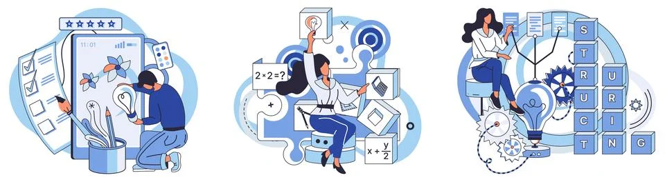 Process optimization. Strategic development involves optimizing processes for Stock Illustration