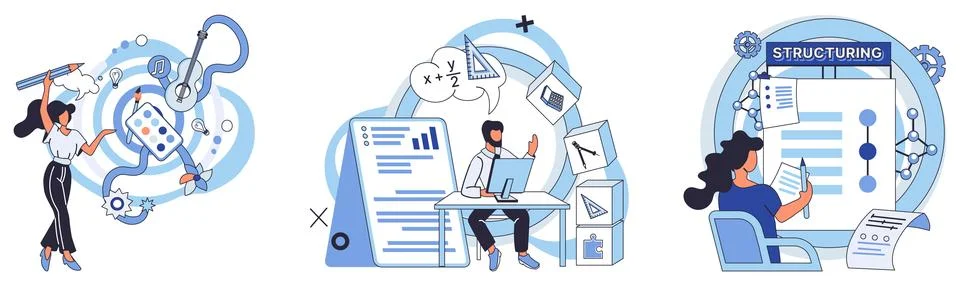 Process optimization. Technology integration enhances efficiency process Stock Illustration