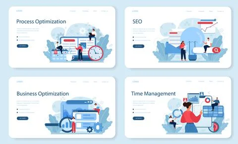 Process optimization web banner or landing page set. Idea of business 库存插图