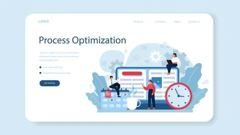 Process optimization web banner or landing page. Idea of business Illustrazione stock