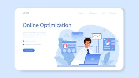 Process optimization web banner or landing page. Idea of business Illustrazione stock