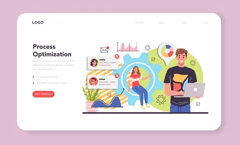 Process optimization web banner or landing page. Idea of business Illustrazione stock