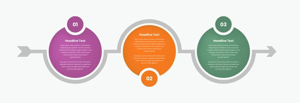 Process or steps infographic timeline presentation with arrow shape and ellip Stock Illustration