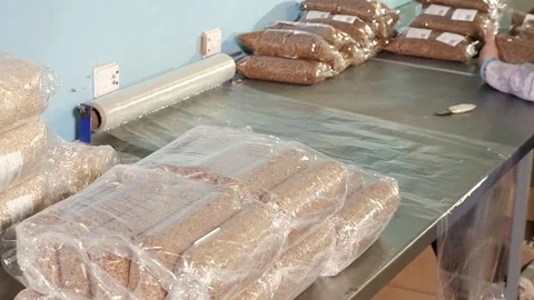 Process of packaging buckwheat Stock Footage 82904811