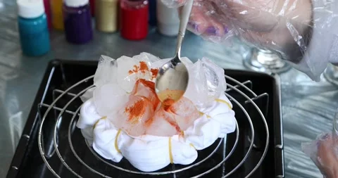 The process of painting in the style of ice dye to t-shirt 2 Stock Footage 143810963