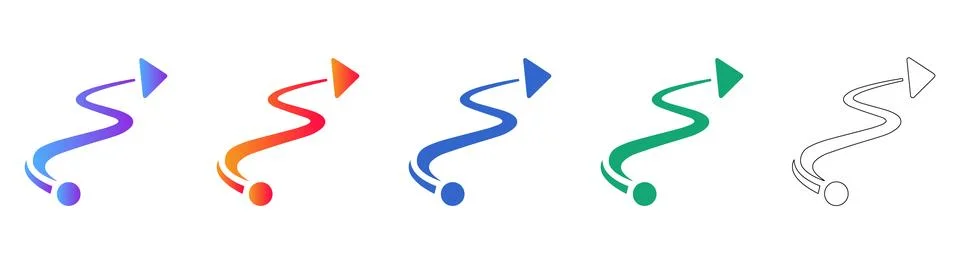 Process Path and Direction Arrow Icon Set Stock Illustration