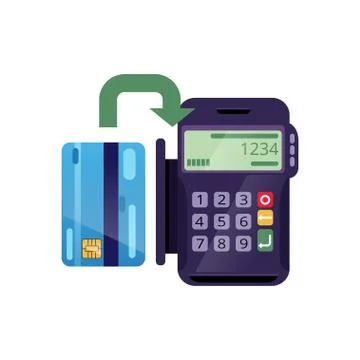 Process of payment by credit card through terminal. Easy method buying goods Stock Illustration