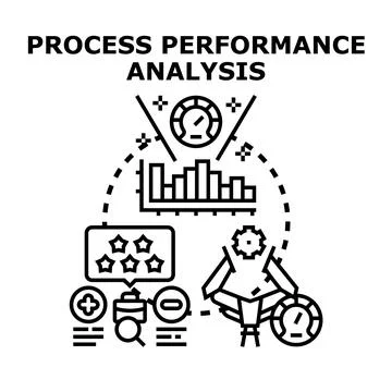 Process performance analysis optimizing business efficiency Stock Illustration