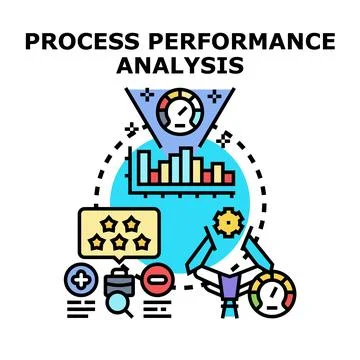 Process performance analysis optimizing business efficiency Stock Illustration