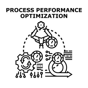 Process performance optimization analytics improving business efficiency Illustrazione stock