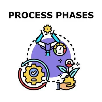 Process phases managing development and optimization cycle Stock Illustration