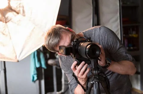 The process of photo shooting in studio Stock Photos