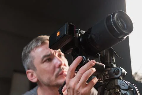 The process of photo shooting in studio Stock Photos