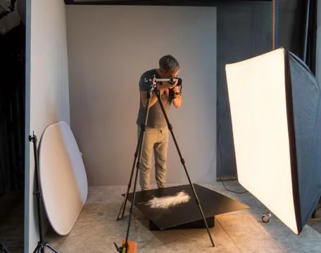 The process of photo shooting in studio Stock Photos
