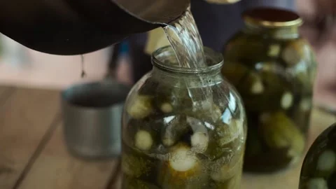 The process of pickling cucumbers in summer Stock-Footage 208067481