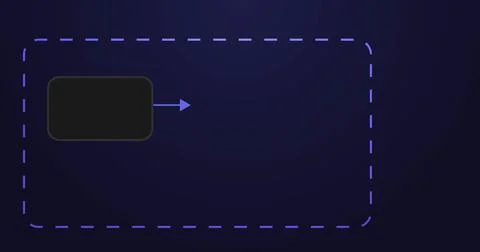 Process pipeline input flowing into a system block and producing output. So.. Illustrazione stock