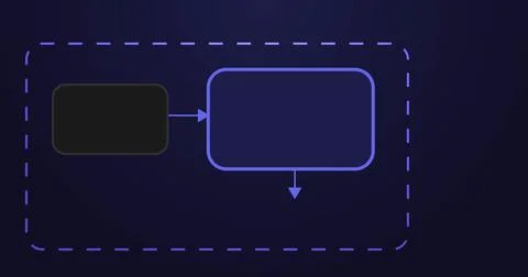 Process pipeline input flowing into a system block and producing output. So.. Stock Illustration