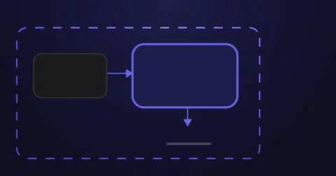 Process pipeline input flowing into a system block and producing output. So.. Stock Illustration