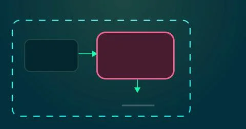 Process pipeline input flowing into a system block and producing output. So.. Stock Illustration