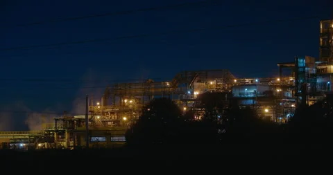 Process pipelines at an Oil refinery Stock Footage 140901246