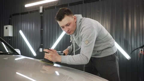 Process of polishing auto. Detailing car. Stock-Footage 193640718