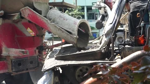 The process of pouring building cement by a group of builders Video stock 236637872