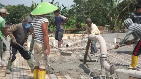 The process of pouring building cement by a group of builders Video stock 236637893