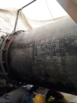 The process of preheating around the weld joint Stock Photos