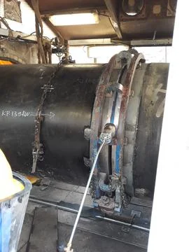 The process of preheating around the weld joint Stock Photos