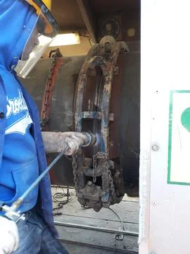 The process of preheating around the weld joint Stock Photos