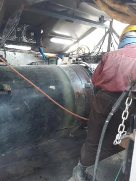 The process of preheating around the weld joint Stock Photos