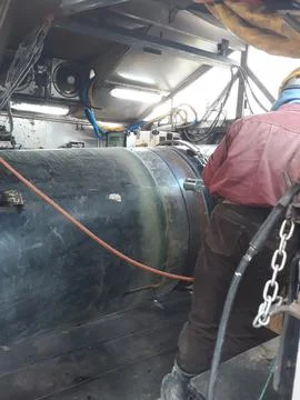 The process of preheating around the weld joint Stock Photos