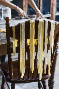 The process of preparation of homemade pasta Stock Photos