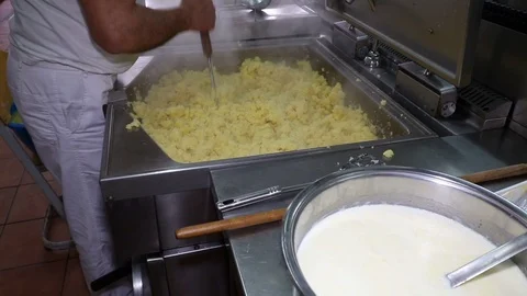 Process of preparation of mashed potatoes Stock Footage 90232480
