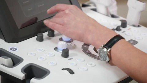 Process of preparing the apparatus for ultrasonic diagnostics Stock Footage 86707012