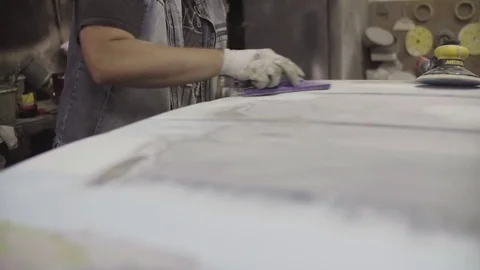 The process of preparing the car for painting. Car repair shop. Stock Footage 85069862