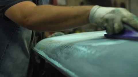 The process of preparing the car for painting. Car repair shop. Stock Footage 85070068