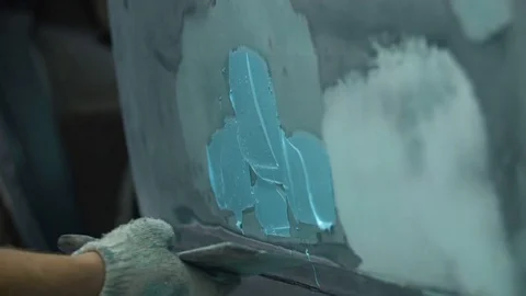 The process of preparing the car for painting. Car repair shop. Stock Footage 85070585