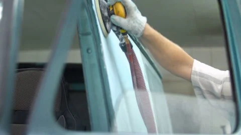 The process of preparing the car for painting. Car repair shop. Stock Footage 85070982