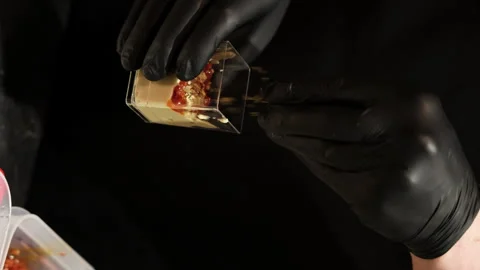 Process of preparing catering plastic mini cups Stock Footage 262989448