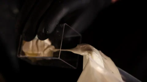 Process of preparing catering plastic mini cups Stock Footage 262989461