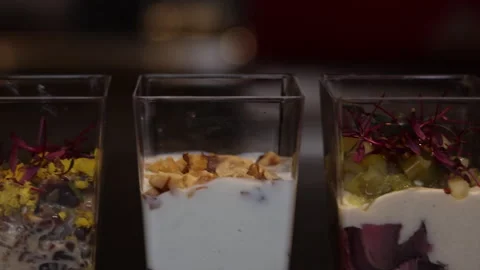 Process of preparing catering plastic mini cups Stock Footage 262989567