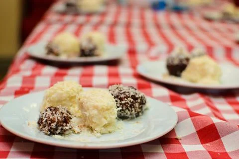 The process of preparing children at school for small cooks Stock Photos