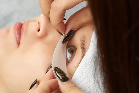 The process of preparing for eyelash extension Stock Photos
