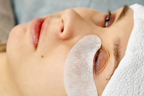 The process of preparing for eyelash extension Stock Photos