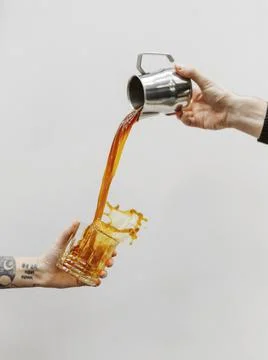 Process of preparing filter coffee on the cafe Stock Photos
